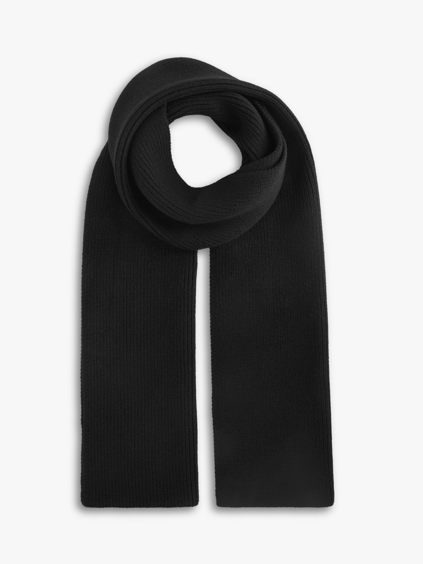John Lewis ANYDAY Recycled Poly Ribbed Scarf, Black