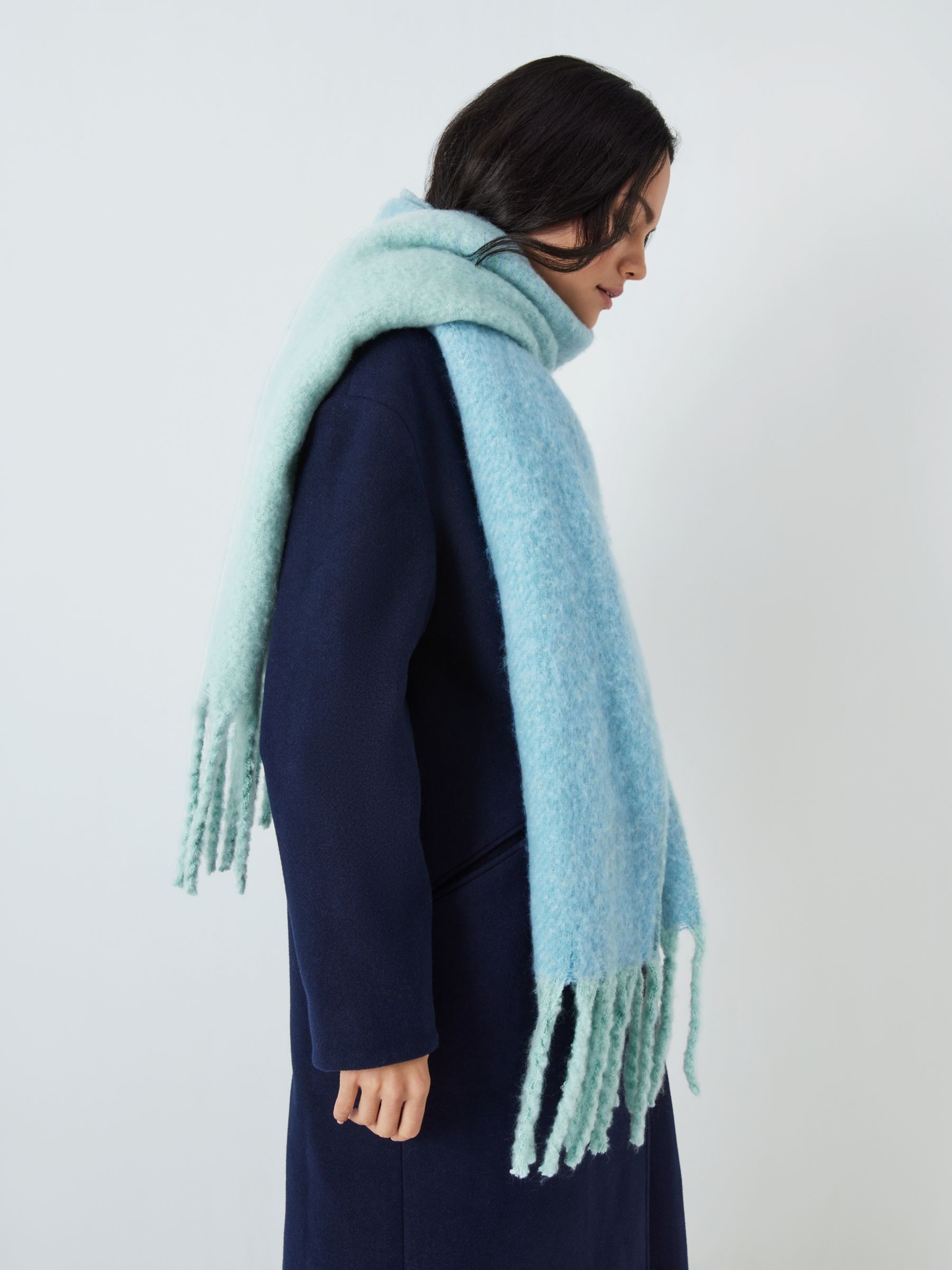 John Lewis ANYDAY Fluffy Ombre Recycled Poly Scarf. Blue