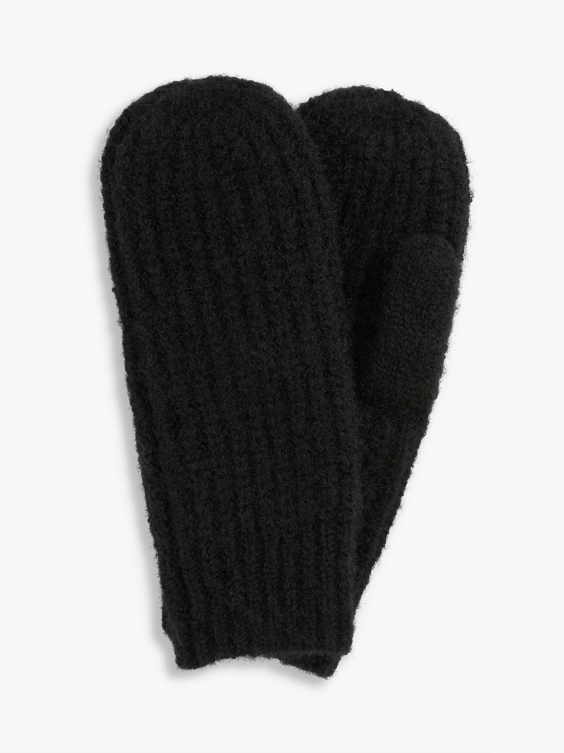 John Lewis ANYDAY Knitted Mittens, Black at John Lewis & Partners