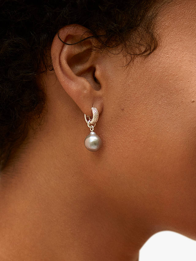 Monica Vinader Nura Baroque Pearl Pendant, Silver/Grey