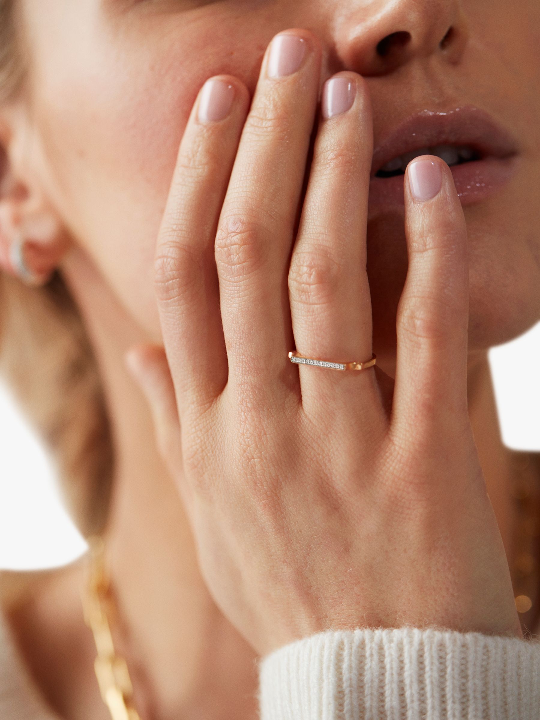 Buy Monica Vinader Signature Diamond Ring, Gold Online at johnlewis.com