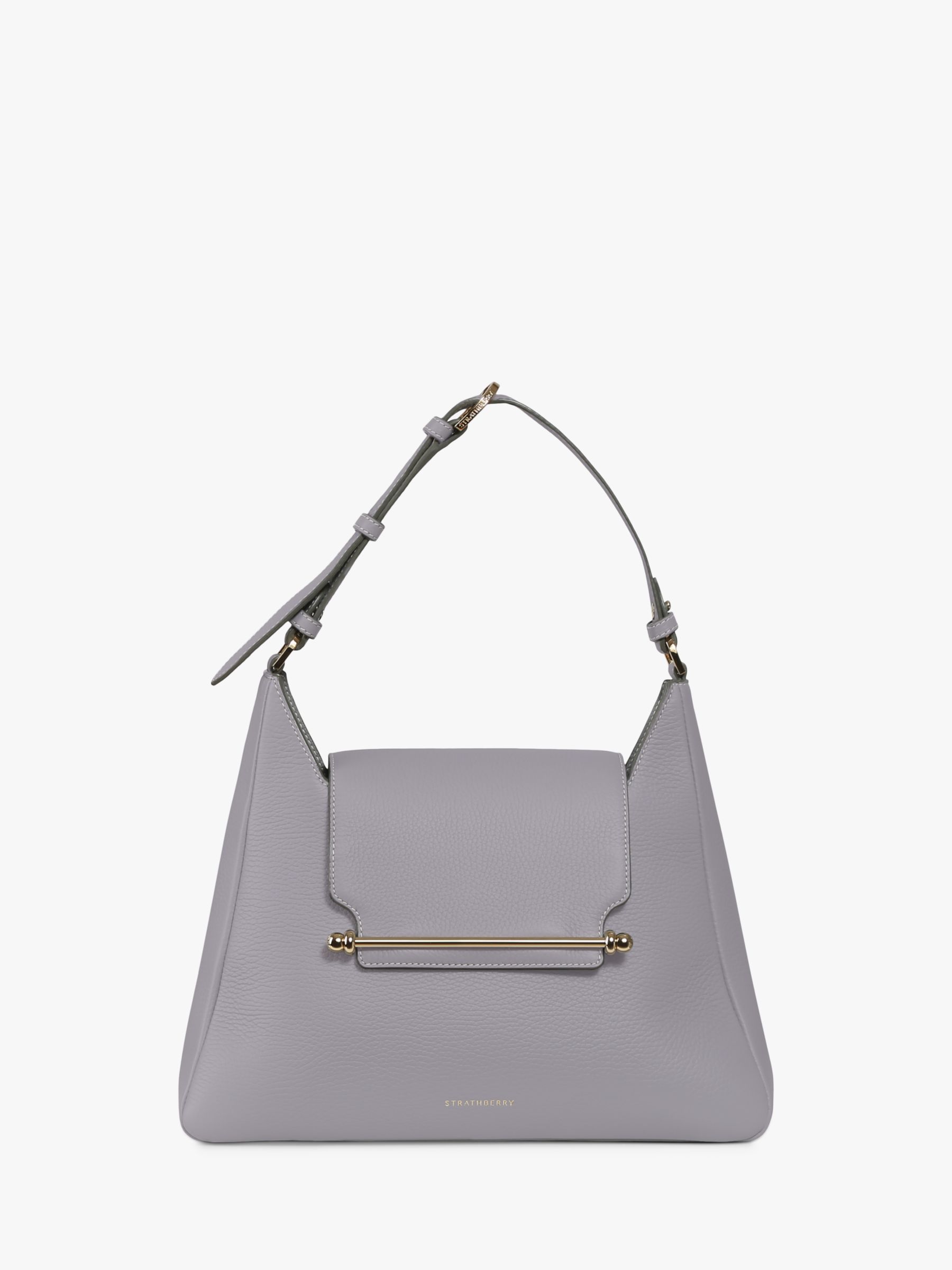 Strathberry Multrees Leather Hobo Bag, Frost Grey/Vanilla at John Lewis ...