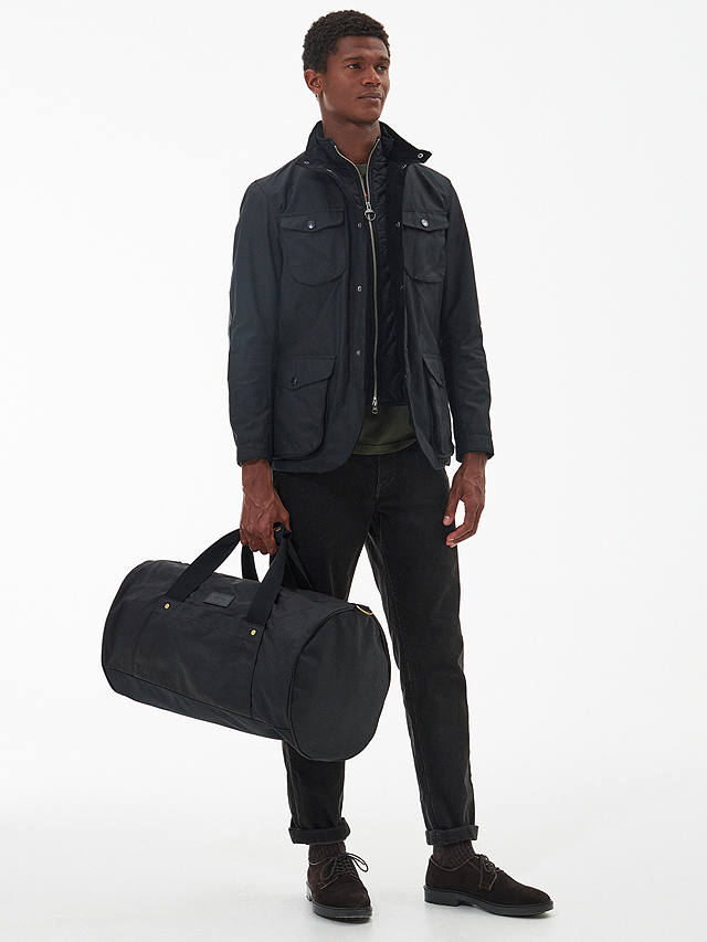 Barbour Barrell Wax Cotton Holdall, Black