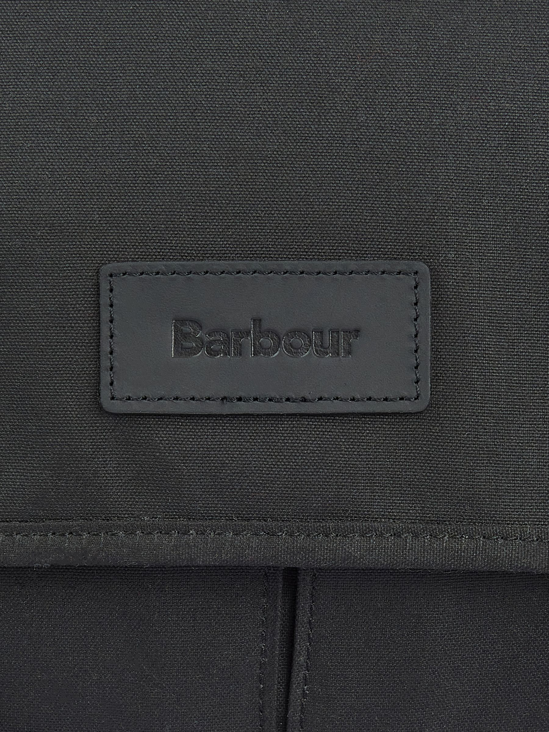Barbour Essential Wax Messenger Bag, Black at John Lewis & Partners