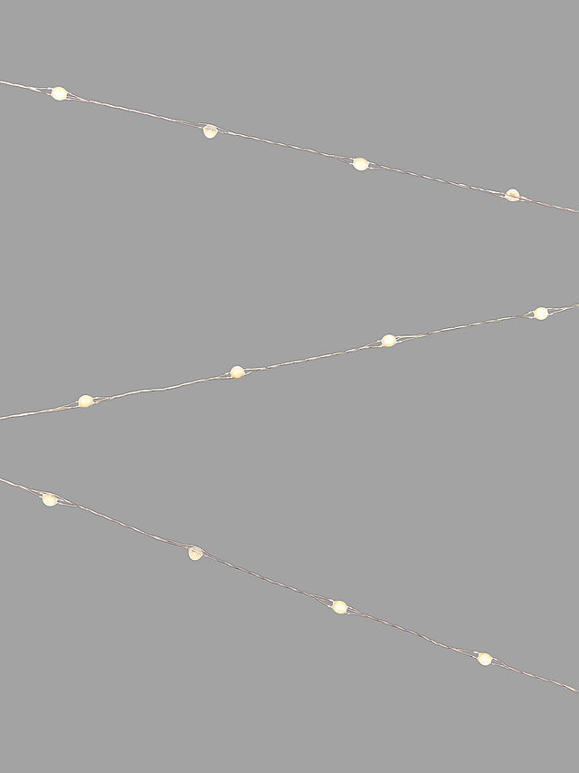 John Lewis 160 LED Lights, Silver Wire / Pure White, L16m