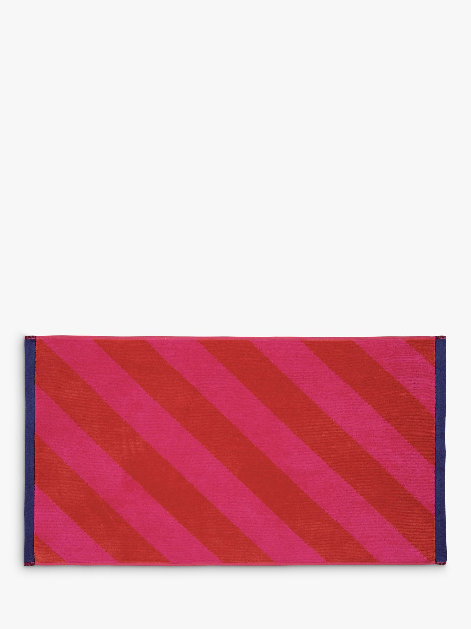 Harlequin x Sophie Robinson Paper Straw Stripe Bath Mat, Ruby/Coral