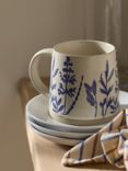 John Lewis Woodland Floral Glazed Stoneware Mug, 450ml, Beige/Blue