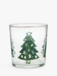 John Lewis Christmas Tree Print Glass Tumbler, 380ml, Clear/Multi