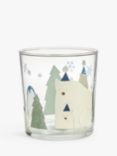 John Lewis Polar Bear Print Glass Tumbler, 380ml, Clear/Multi