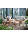 Laura Ashley Salcey Woven 4-Seater Teak Wood Garden Lounge Set, Natural