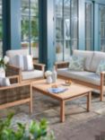 Laura Ashley Salcey Woven 4-Seater Teak Wood Garden Lounge Set, Natural