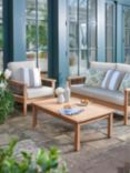 Laura Ashley Salcey Woven 3-Seater Teak Wood Garden Lounge Set, Natural