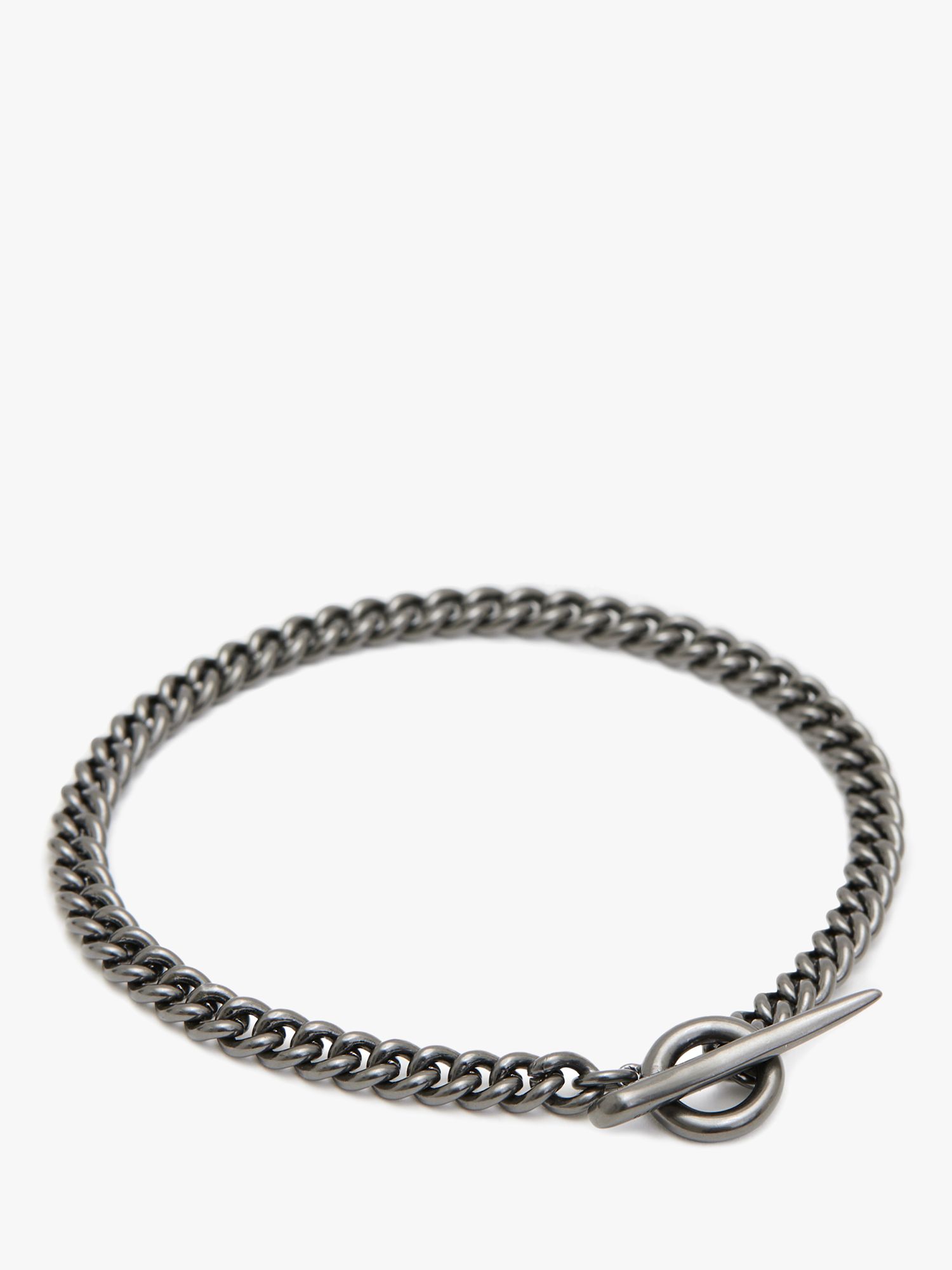 AllSaints Men's Curb Chain Toggle Bracelet, Hematite at John Lewis ...