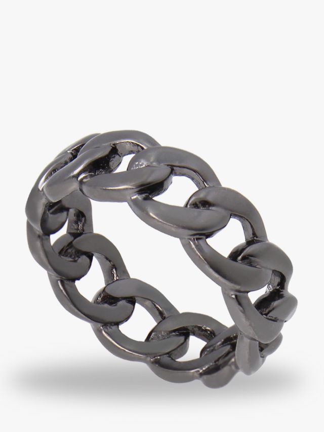 AllSaints Men's Francis Hematite Sterling Silver Ring, Black, S