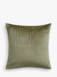 John Lewis Velvet Stripe Cushion, Avocado