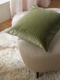 John Lewis Velvet Stripe Cushion, Avocado