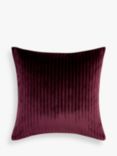 John Lewis Velvet Stripe Cushion, Damson