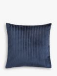John Lewis Velvet Stripe Cushion, Navy