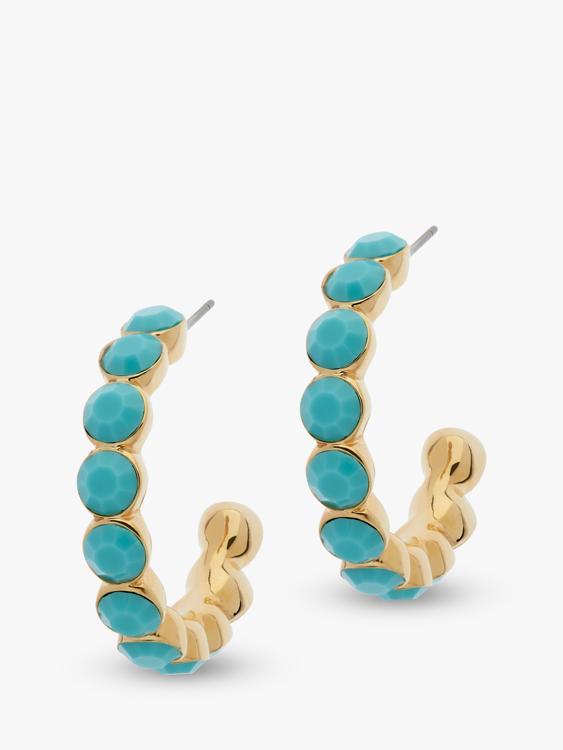Melissa Odabash Turquoise Hoop Earrings, Gold/Blue at John Lewis & Partners