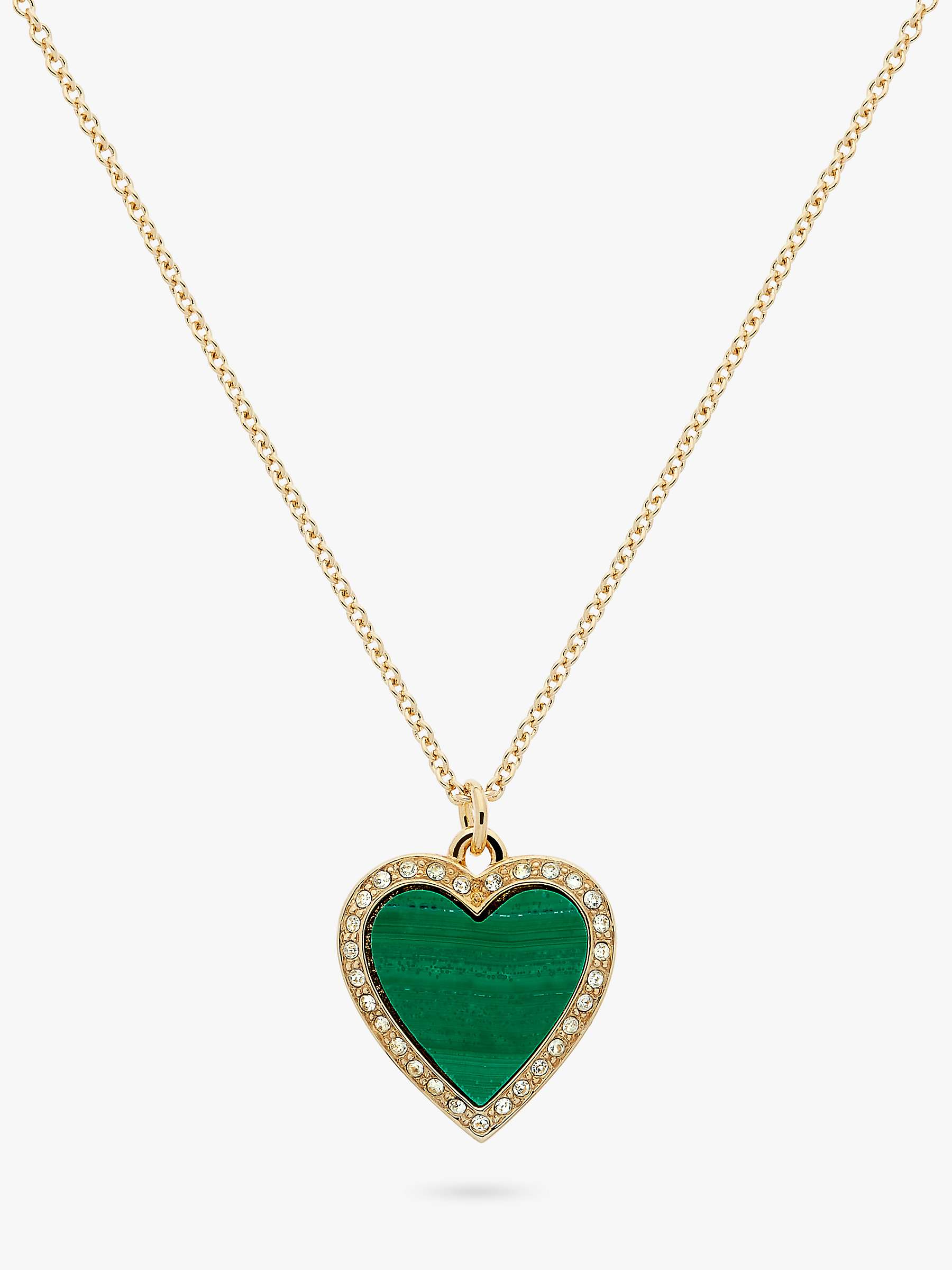 Buy Melissa Odabash Malachite and Crystal Heart Pendant Necklace, Gold/Green Online at johnlewis.com