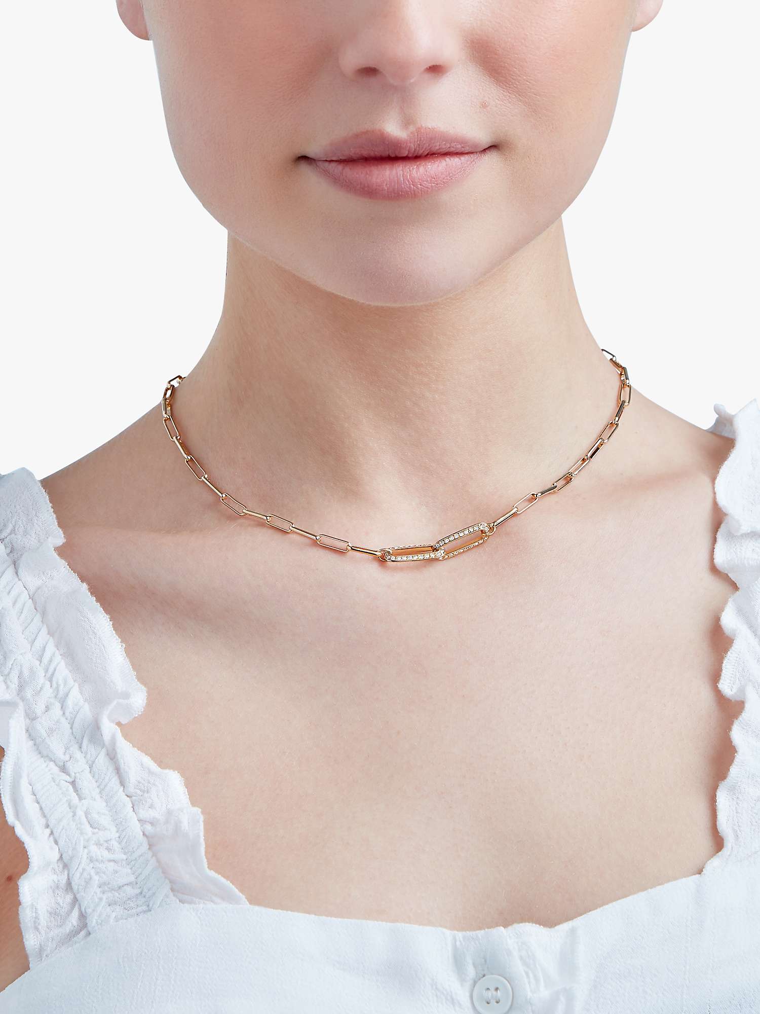 Buy Melissa Odabash Austrian Crystal Paperclip Chain Collar Necklace, Gold Online at johnlewis.com