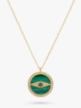 Melissa Odabash Malachite and Crystal Eye Pendant Necklace, Gold/Green