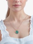 Melissa Odabash Malachite and Crystal Eye Pendant Necklace, Gold/Green