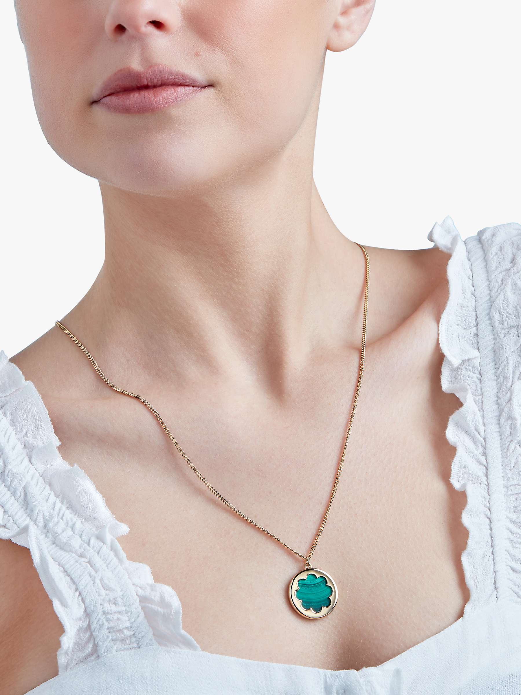 Buy Melissa Odabash Malachite Flower Pendant Necklace, Gold/Green Online at johnlewis.com