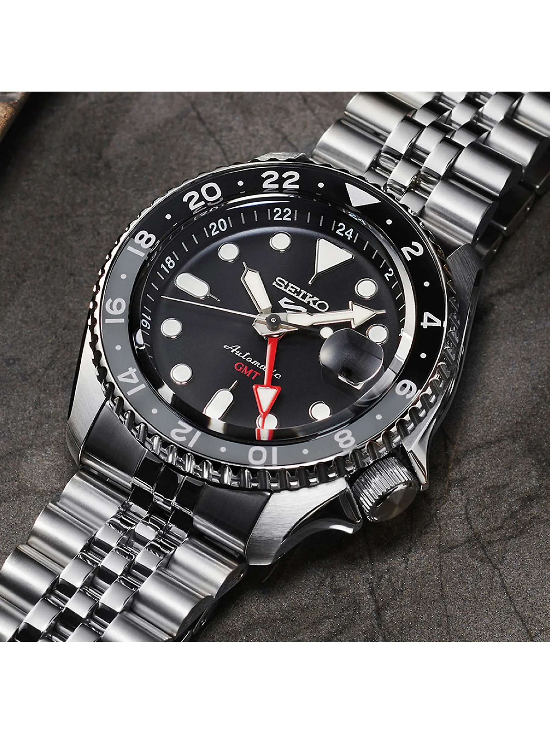 Buy Seiko SSK001K1 Men's 5 Sport Series Automatic Date Bracelet Strap Watch, Silver/Black Online at johnlewis.com