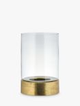 Nkuku Rajura Hurricane Lantern Candle Holder, Clear/Gold