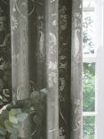 Laura Ashley Josette Metallic Pair Lined Eyelet Curtains, Steel