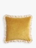 John Lewis Velvet Frill Cushion, Ochre