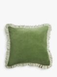 John Lewis Velvet Frill Cushion, Green