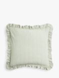 John Lewis Velvet Frill Cushion, Green