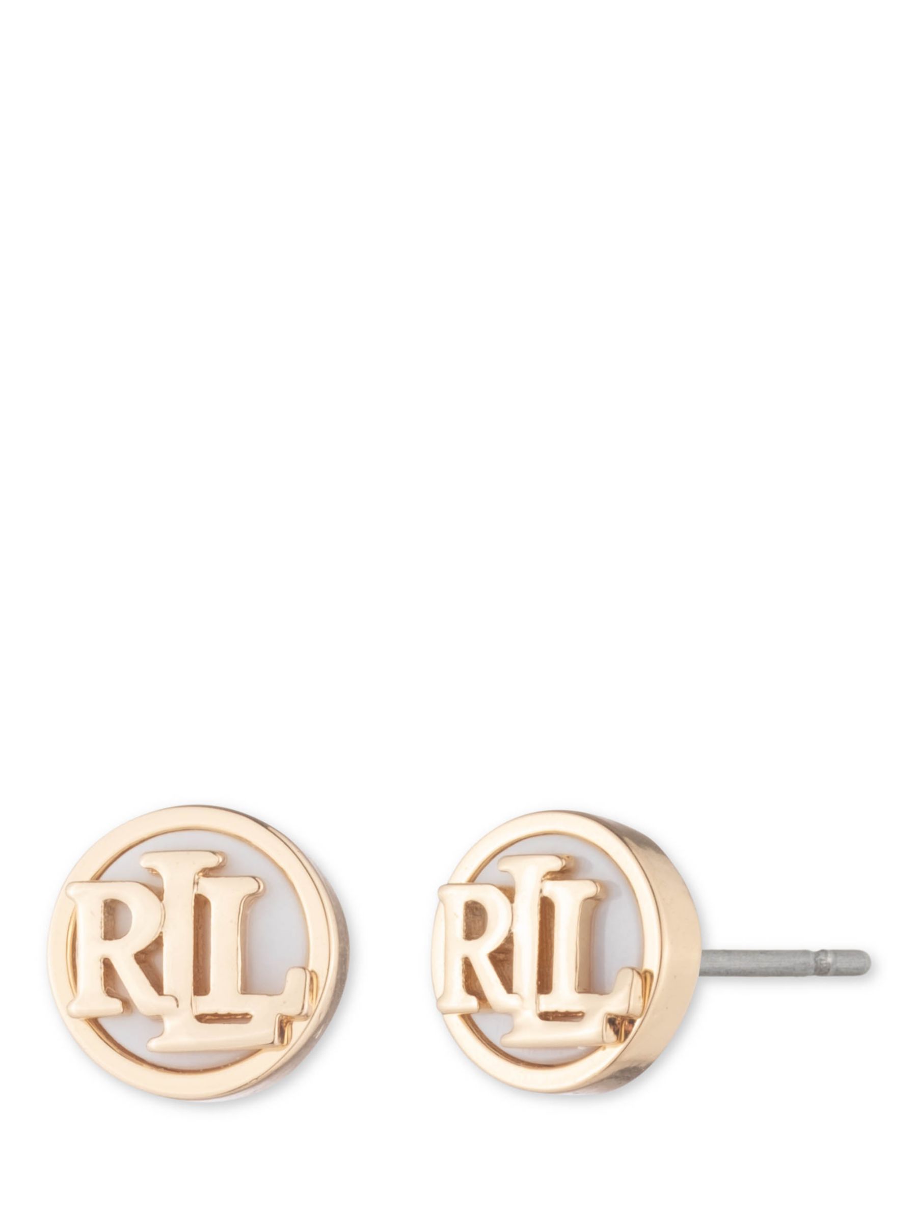 Lauren Ralph Lauren Logo Mother Of Peal Stud Earrings, Gold