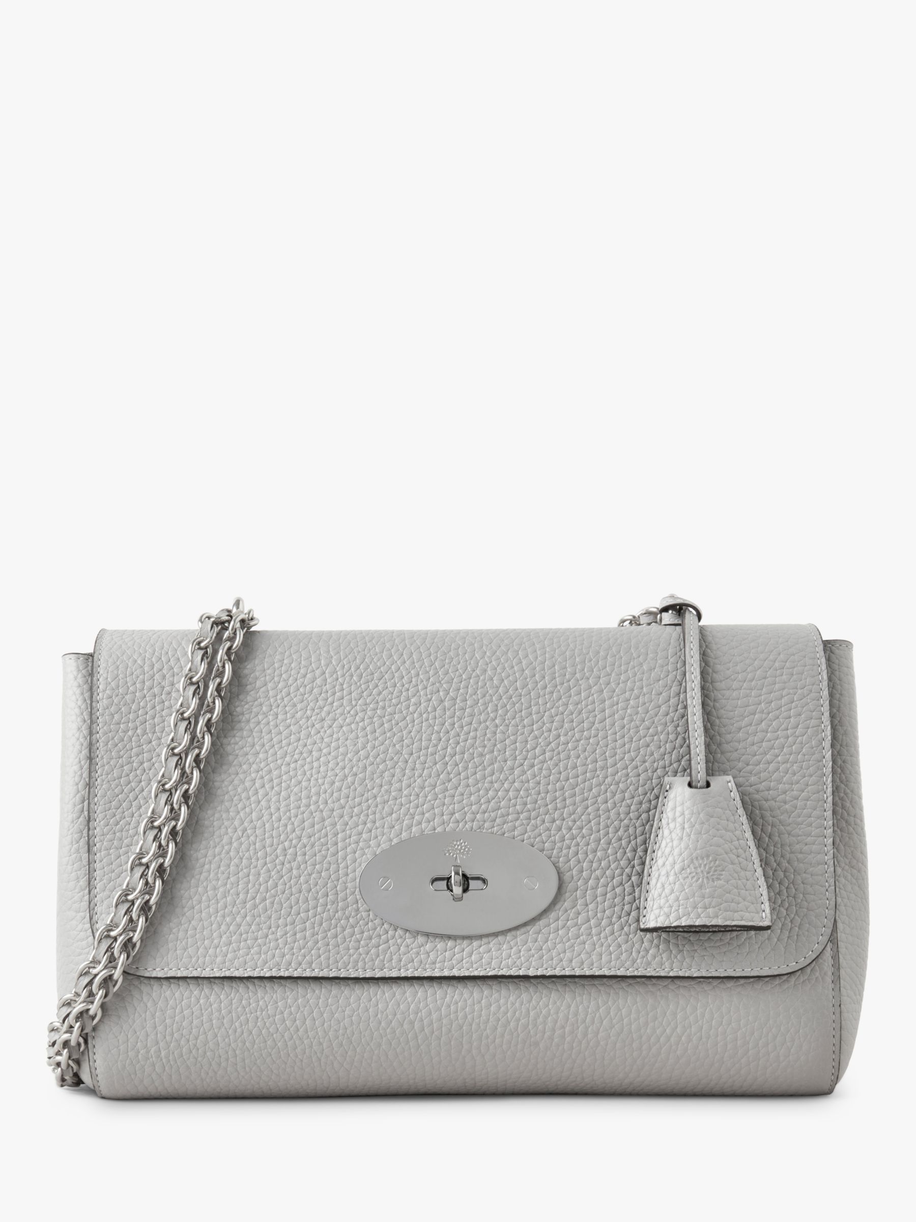 Mulberry Medium Lily Heavy Grain Leather Shoulder Bag, Pale Grey at ...