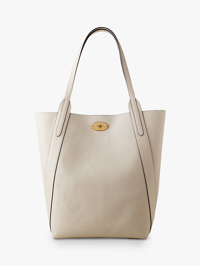 Mulberry North South Bayswater Heavy Grain Tote Bag, Chalk