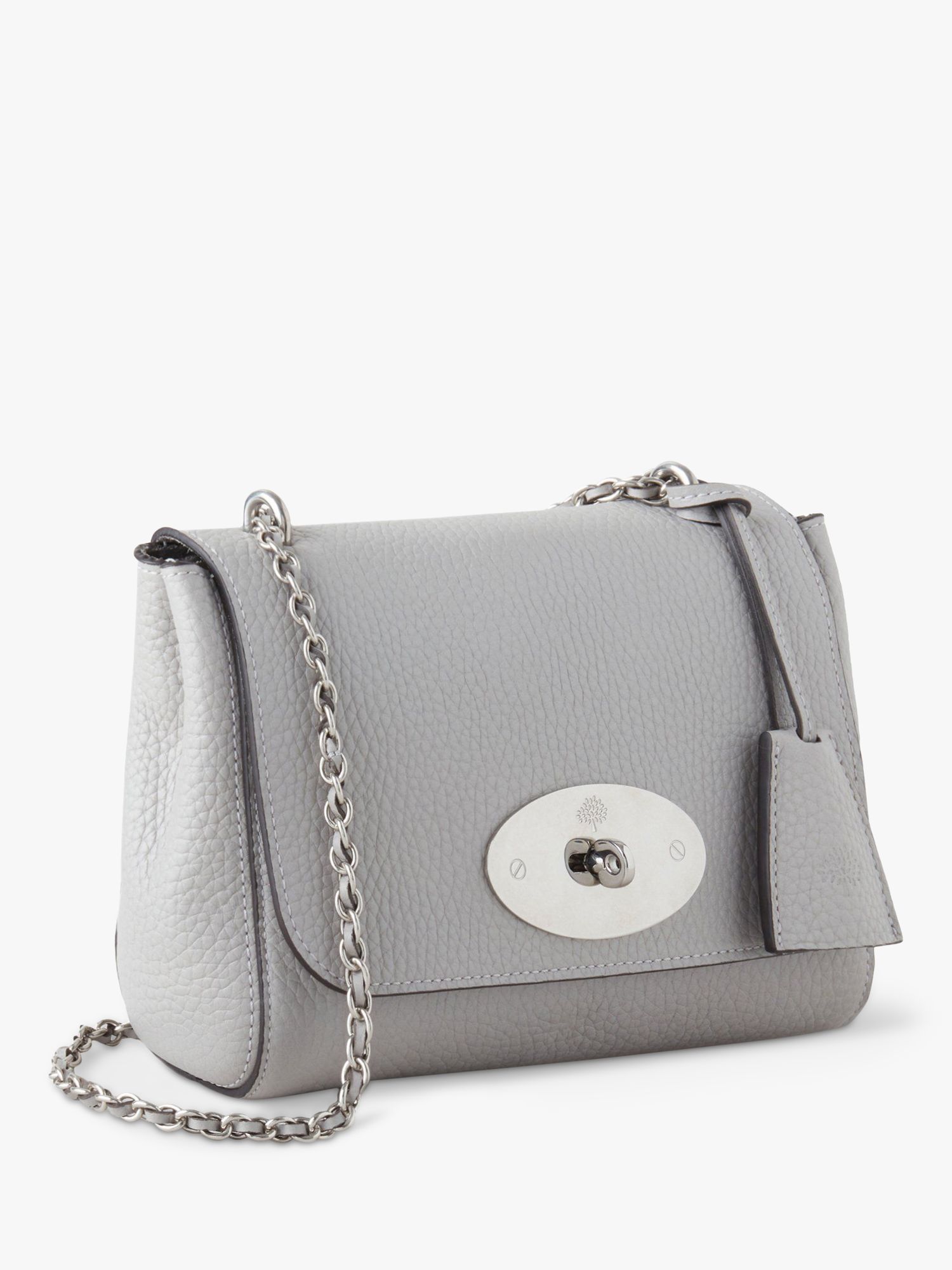 Mulberry Lily Heavy Grain Leather Shoulder Bag, Pale Grey at John Lewis ...