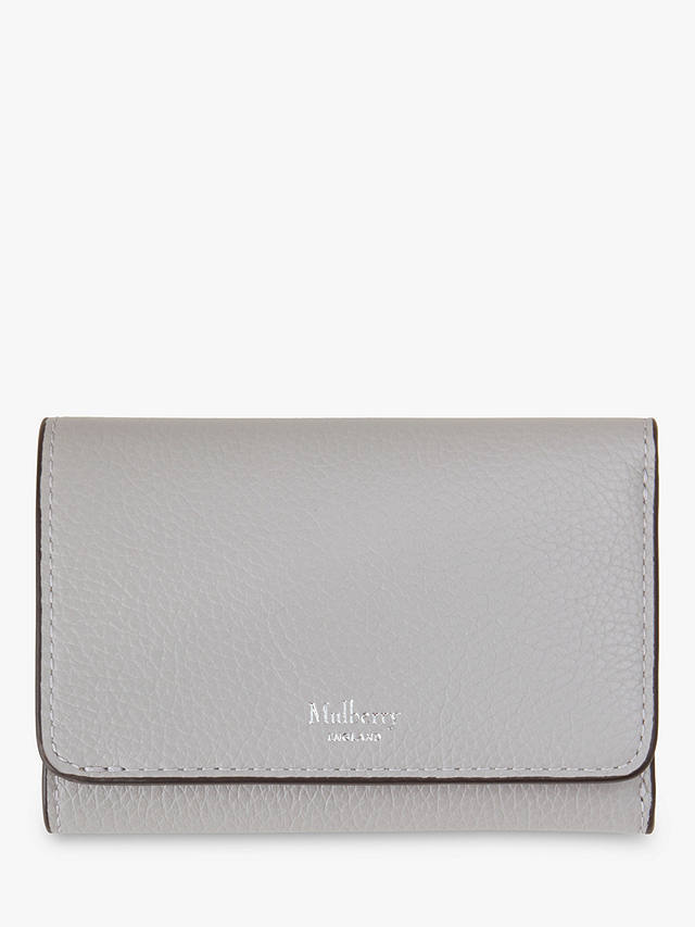 Mulberry Continental Small Classic Grain Leather Trifold Purse, Pale Grey
