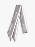 Mulberry Logo Border Recycled Skinny Scarf, Pale Grey/White