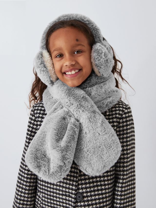 John Lewis Kids Faux Fur Ear Muffs Grey