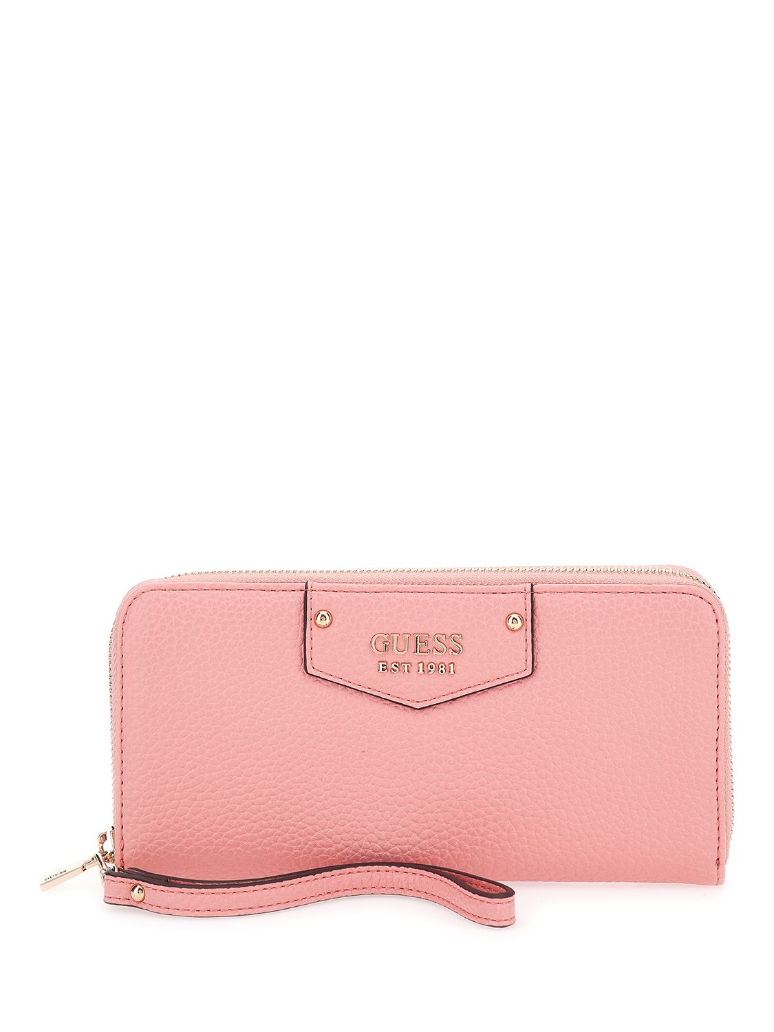 GUESS Eco Brenton Faux Leather Large Zip Around Purse, Pink at John ...