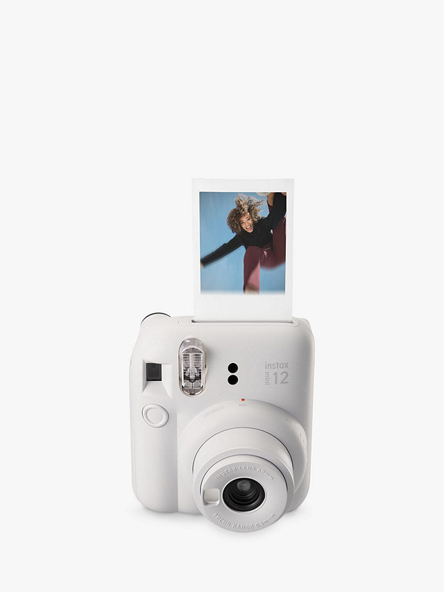 Fujifilm Instax Mini 12 Instant Camera with Built-In Flash & Hand Strap, Clay White