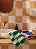 John Lewis ANYDAY Block Stripe Terry Bath Mat, Jadeite