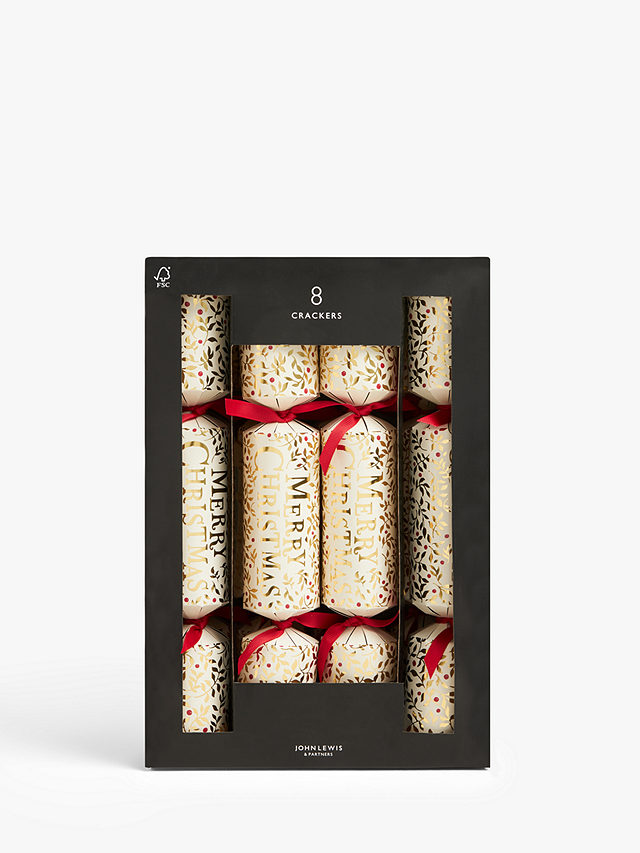 John Lewis Royal Fairytale Merry Christmas Crackers, Pack of 8, Gold