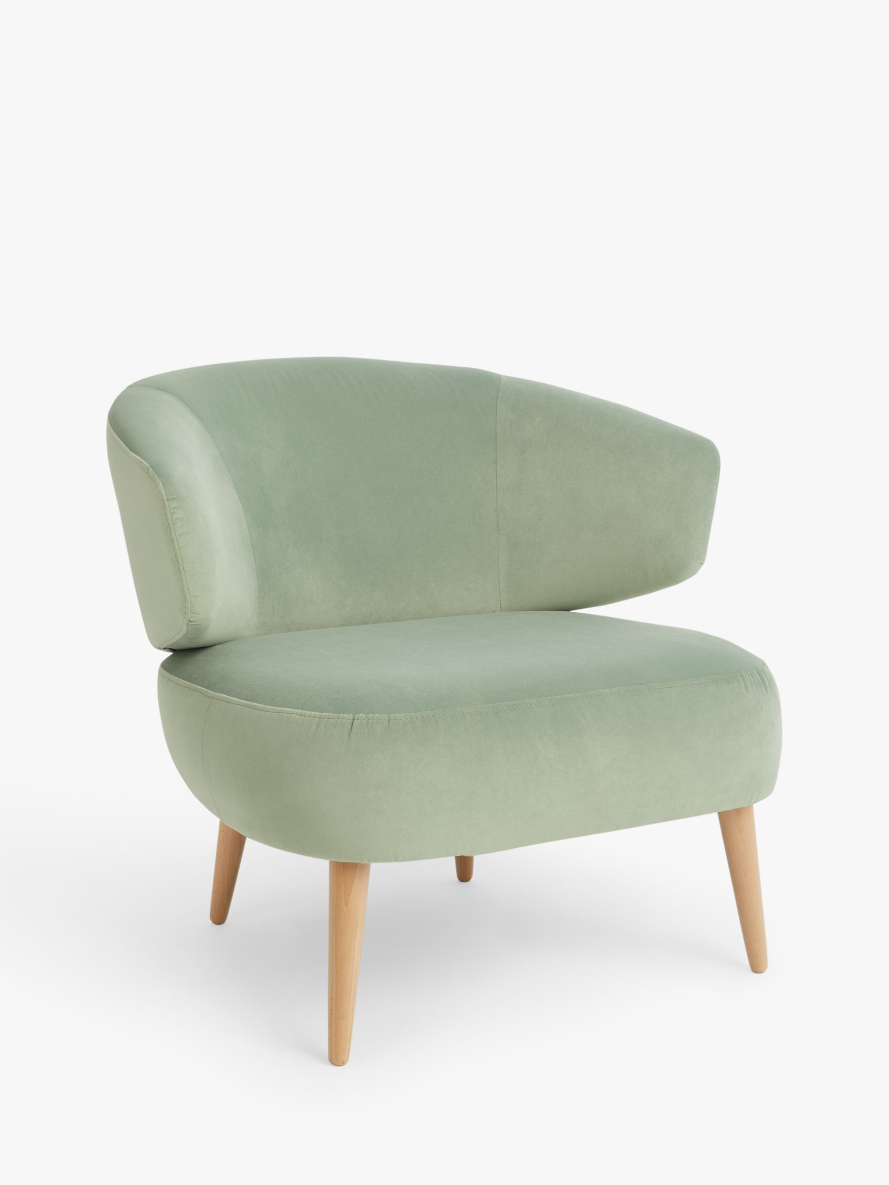 Petal Range, John Lewis Petal Chair, Light Leg, Myrtle Green Aquaclean Harriet Velvet