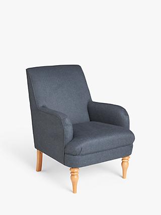 John Lewis Sterling Armchair, Light Leg, Navy Brushed Tweed