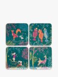 Sara Miller London Portmeirion Woodland Tales Cork-Backed Coasters, Set of 4, Green
