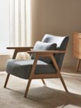 John Lewis Hendricks Chair, Light Wood Frame, Grey Soft Touch Leather
