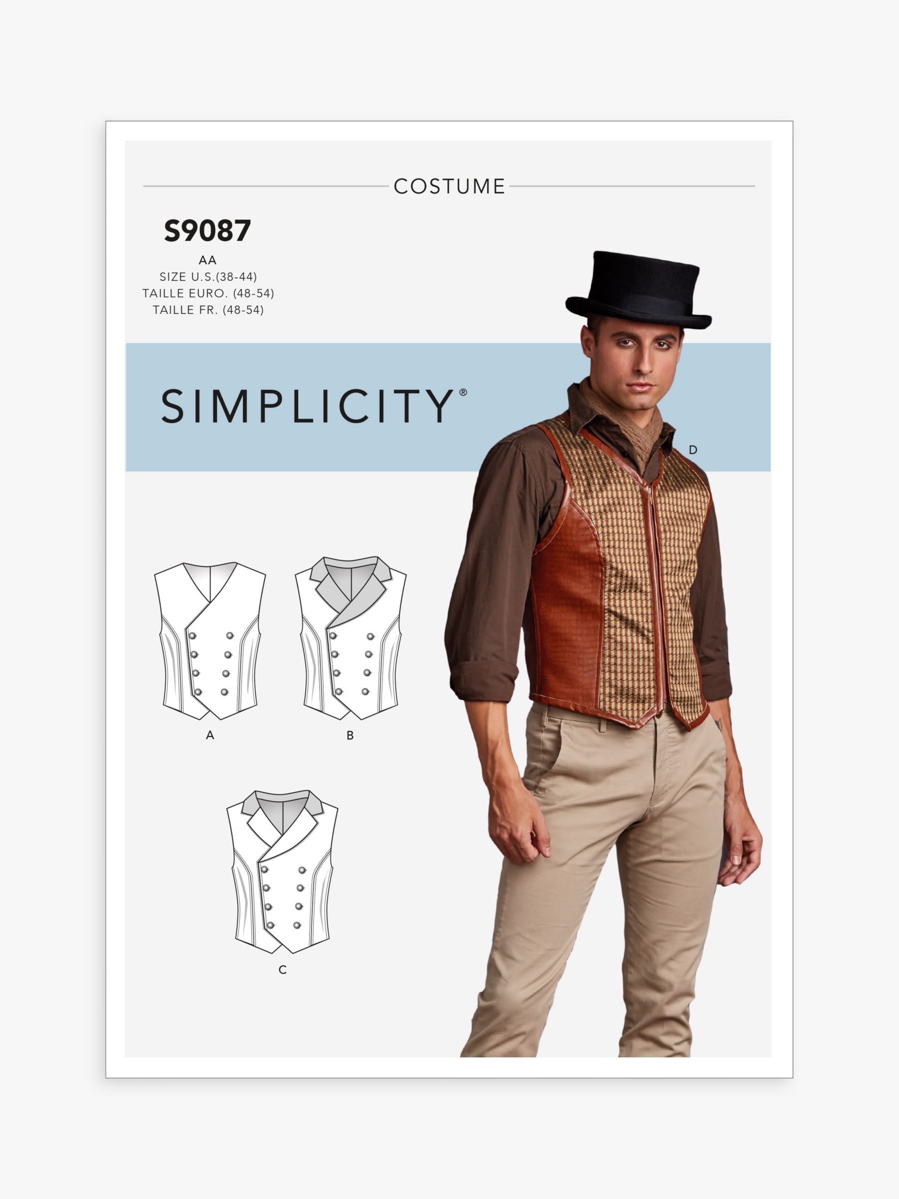 Simplicity Men's Corset Vest Sewing Pattern, S9087BB